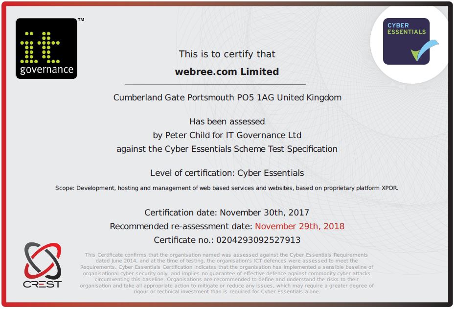 Cyber Essentials Certificate