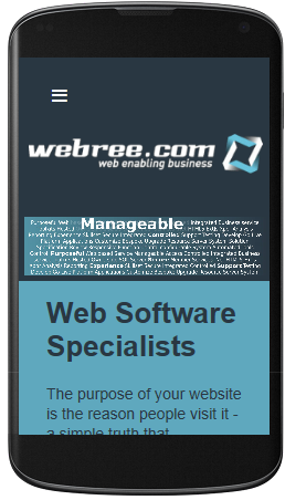 Webree.com on mobile Webree website on a mobile screen